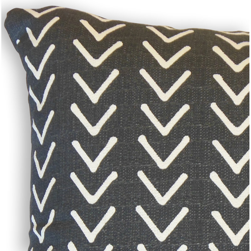 Roan Geometric Cotton Reversible Throw Pillow, 26" x 26", Ink