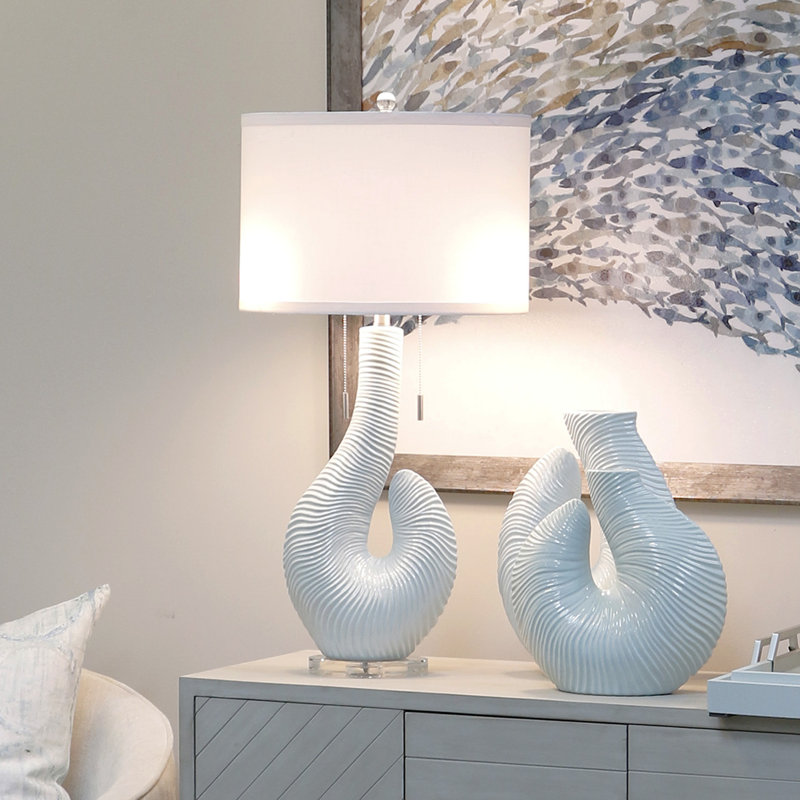 Norman Wyatt Home - Table Lamp - Whisper Blue Ceramic - White Shade