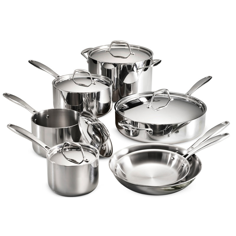 Tri-Ply Stainless Steel 12-Piece Cookware Set with Lids