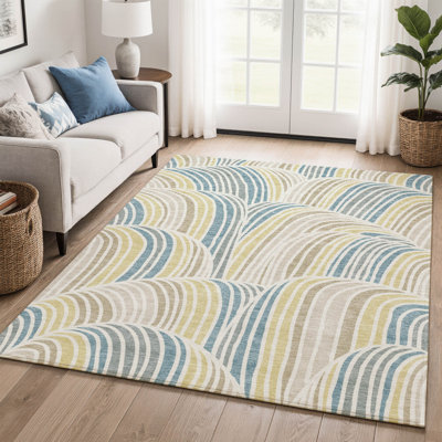 Tapis Mid-Century de qualité supérieure lavable à la machine Villers AMF2546