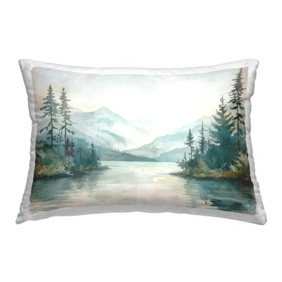 Stupell Industries Mountain Lake in Springtime Design by LSR Design Studio Throw Pillow