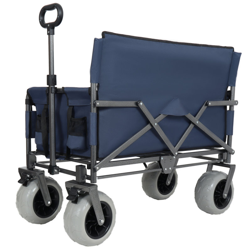 Chariot pliant 3 en 1 avec siège de banc - capacité de 500 lb, pneus de plage de 9 po x 4 po pour le camping et la plage