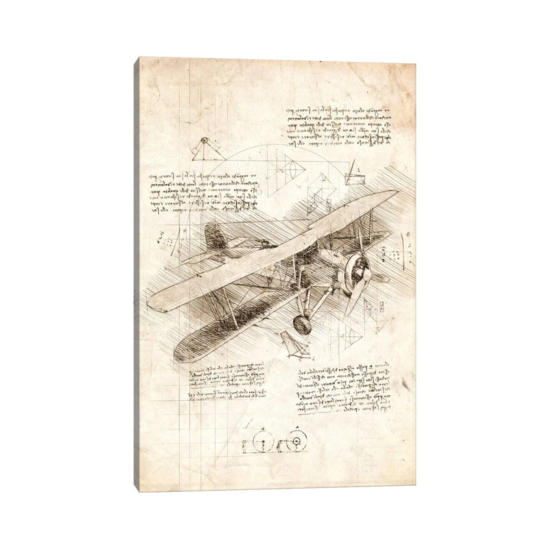 Biplane Aircraft - Wrapped Canvas Print, 101.6 cm H x 66.04 cm W x 3.175 cm D