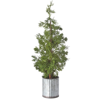 Faux Cedar Tree in Metal Pot