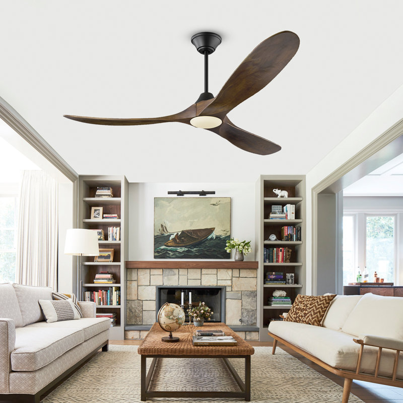 Ceiling Fan With Remote, 132cm Wide, Walnut