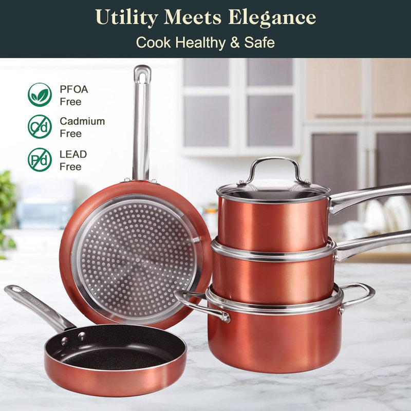 11 - Piece Aluminum Cookware Set, Copper