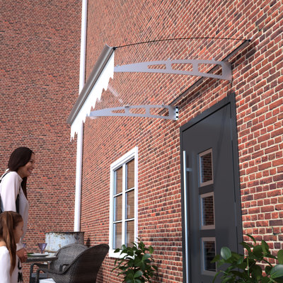 Auvent carré pour porte-fenêtre - Polycarbonate de 3,5 mm d'épaisseur, antirouille, 119 x 86 cm, et aluminium, pour mur extérieur en béton.