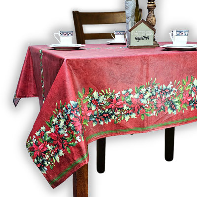 Jossalin Rectangle Floral Christmas Cotton Tablecloth