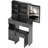 Small Space Left Drawer Desktop Vanity Table + Cushioned Stool, 2 AC+2 USB Power Station-277867220