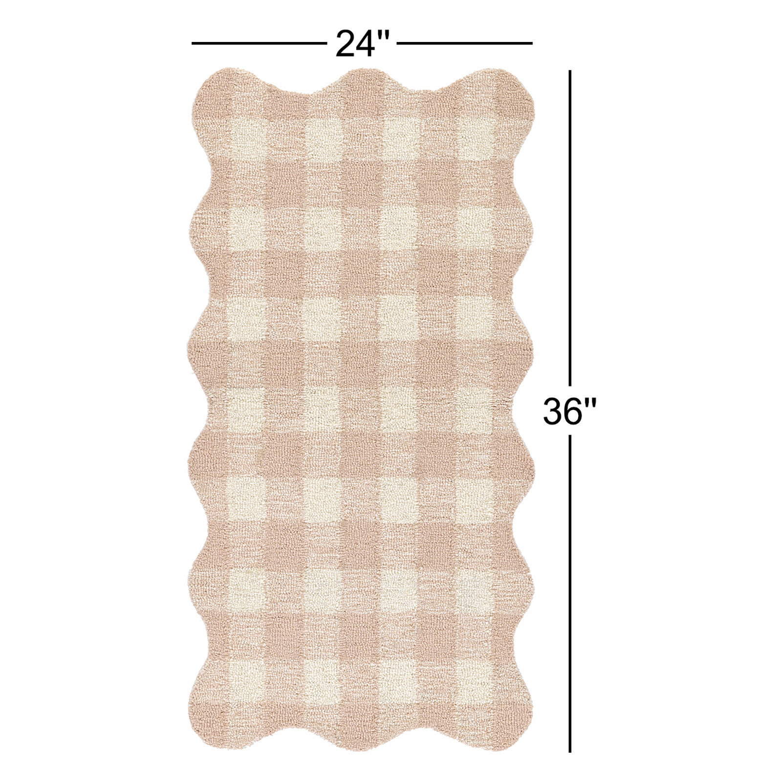 Lola Pink Hand-Tufted Plaid Wool Rug, Rectangle 2' x 3'