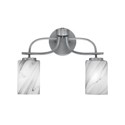 Zygi 2 Light Bath Bar Shown In Graphite Finish With 4" Onyx Swirl Glass