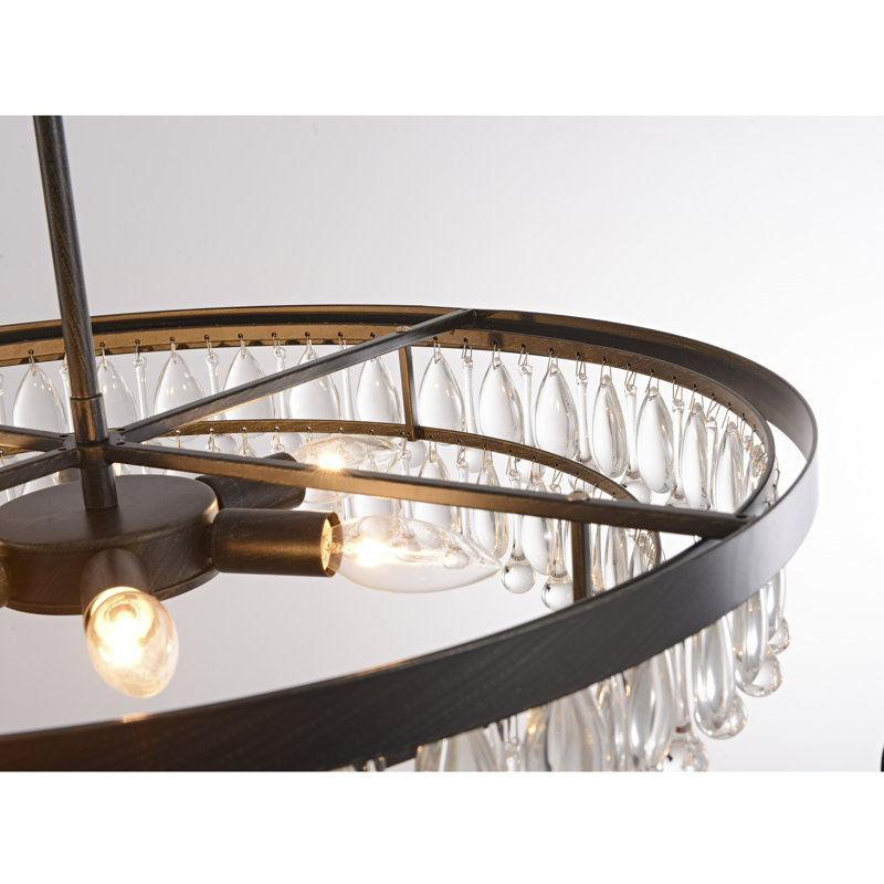 Antique Black Finish Crystal 6-Light Chandelier
