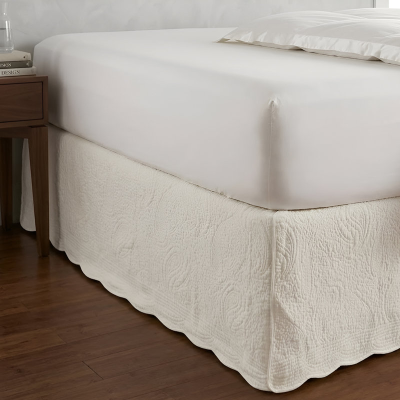 Jupe de lit matelassée 60 po x 80 po 18 po Greenland Home Fashions, Queen, Ivoire