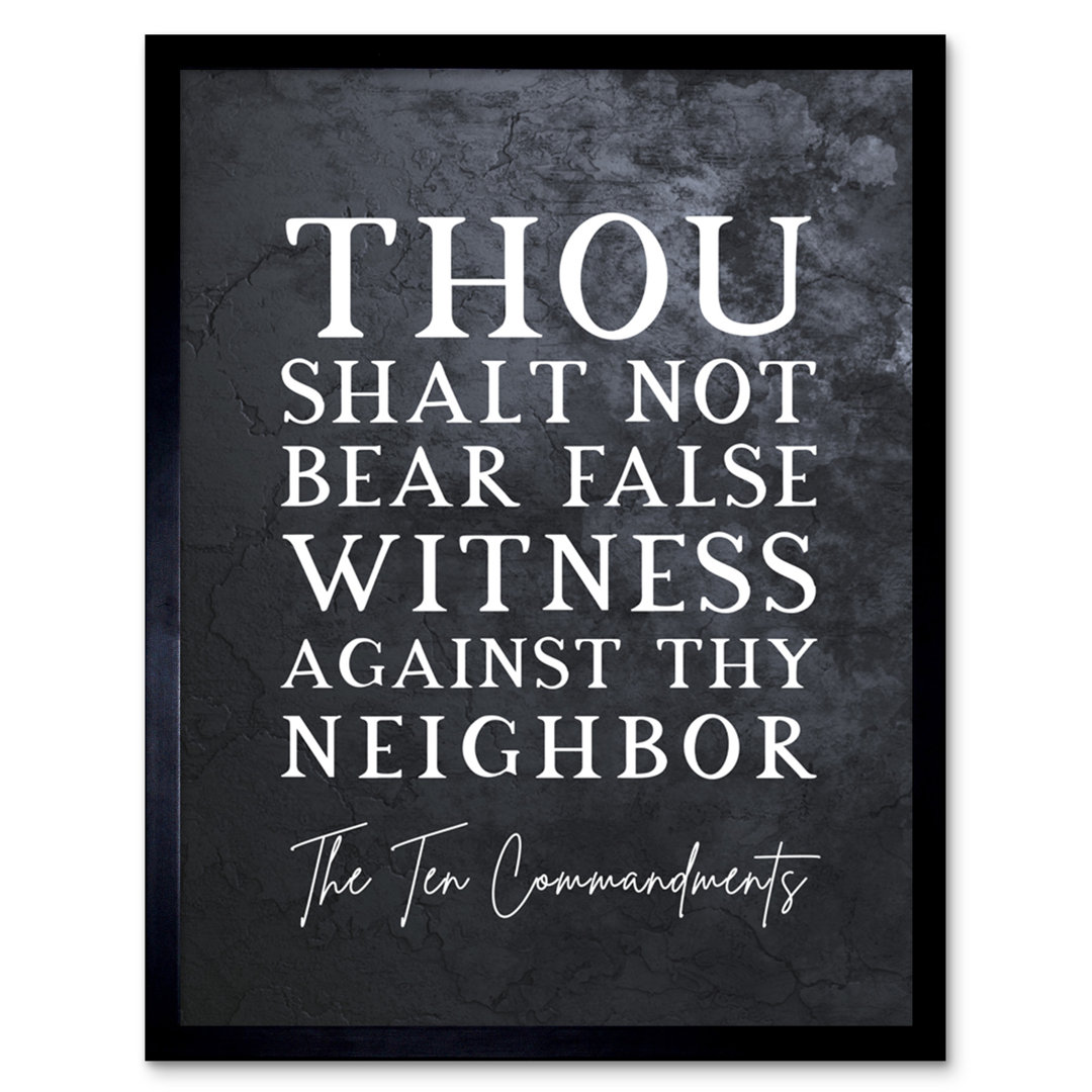 Ten Commandments Thou Shalt Not Bear False Witness - Single Picture Frame Typography