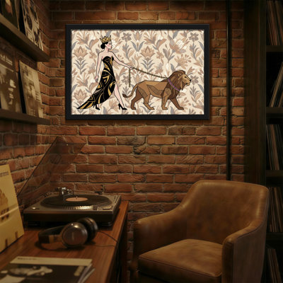 Animals Queen With Lion On Leash Pattern