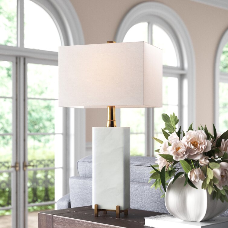 Henderson Brass Finish Arc Table Lamp with White Milk Glass Shade - Hudson  & Canal TL1126