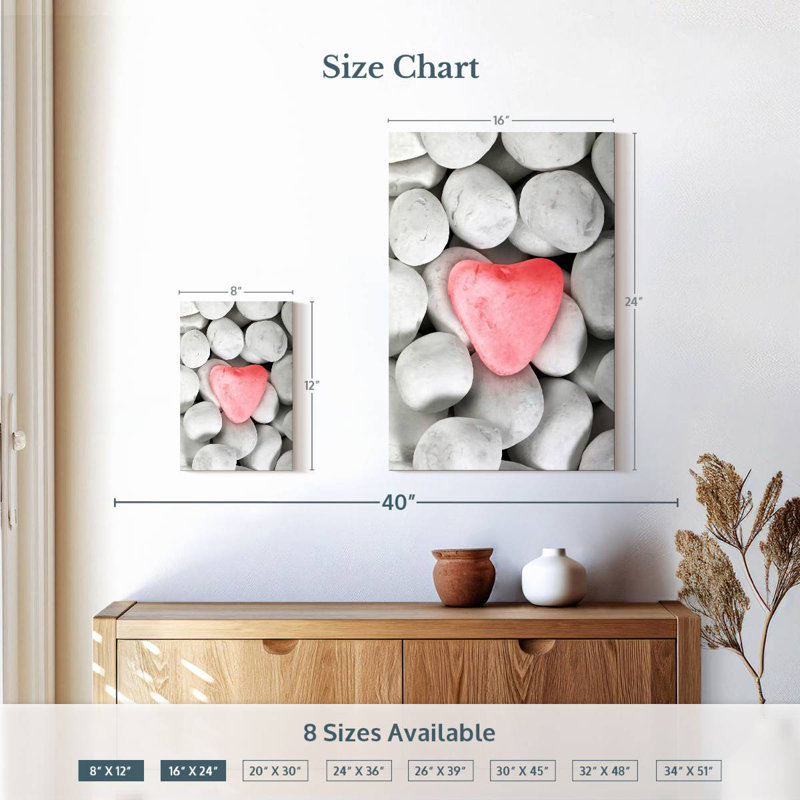Alvord Heart On Pebbles, 12" H x 8" W