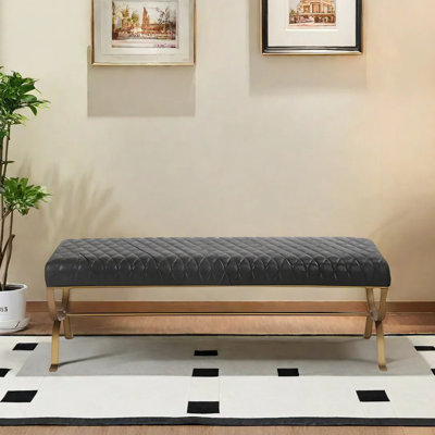 Banc avec repose-pieds en métal
