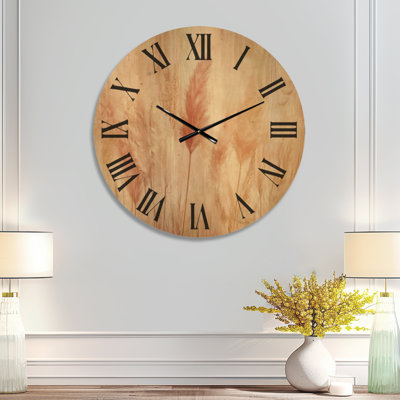 Grande horloge murale en bois Boho - Pampa couleur terre