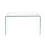 Console en verre, console en verre trempé transparent avec bureaux à bords arrondis, table de canapé