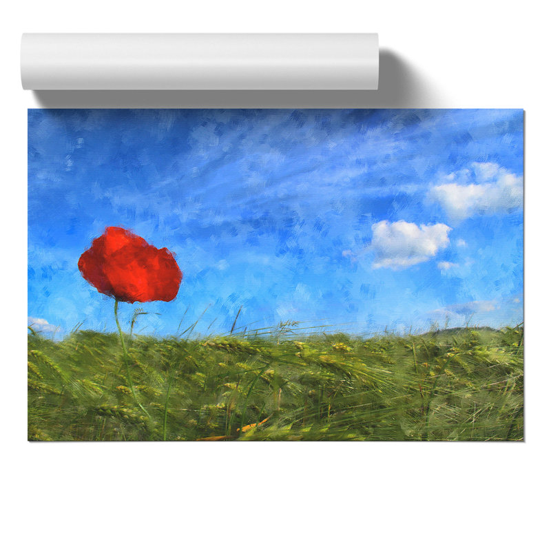 Red Poppy Flower Painting - Frameless Print, 30cm H x 42cm W x 0.1cm D