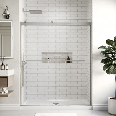 60 in. W X 74 in. H Double Sliding Frameless Shower Door with 5/16 in. (8mm) Clear Glass