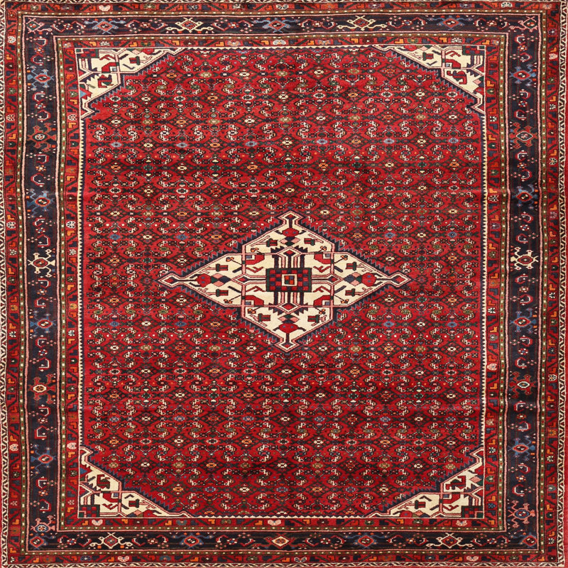 Tapis oriental rouge / beige, Carré 6 pi