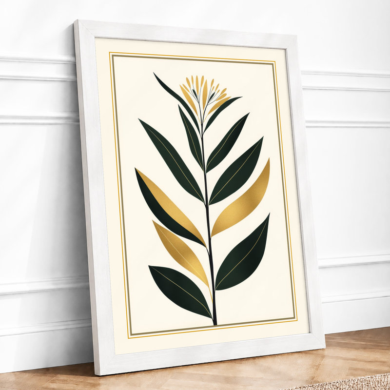 Single Stem In Gold Botanical - Print, A1 - 84.1 x 59.4 cm, White