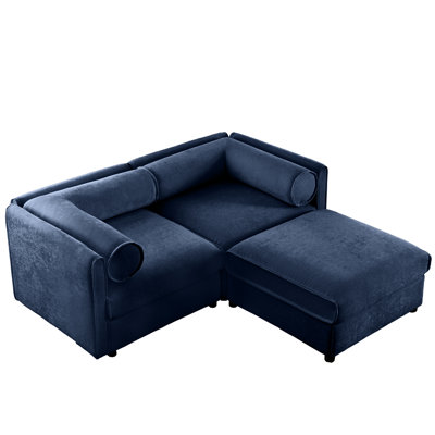 Stylish 2 With Storage, Blue Chenille And Functional Design Luxurious Hidden Compartment, Color For Elegance