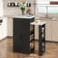 Console d'îlot extensible, avec tiroirs, armoire à deux portes et tablettes ouvertes, sert de table de salle à manger, de bar à déjeuner temporaire et de salon de thé l'après-midi-749249091-749249089