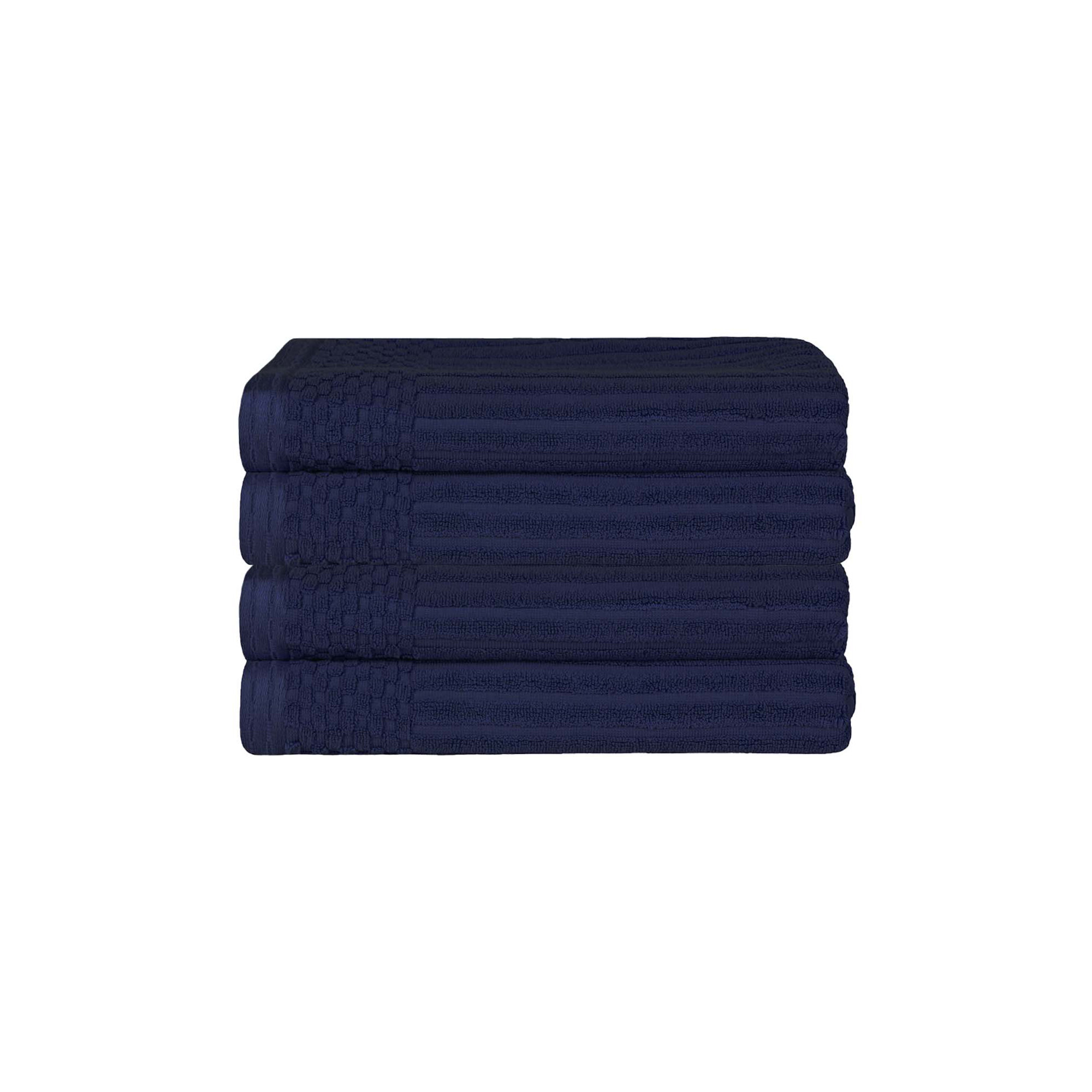 Ribbed Cotton Absorbent Heavyweight Bath Towel, Navy Blue