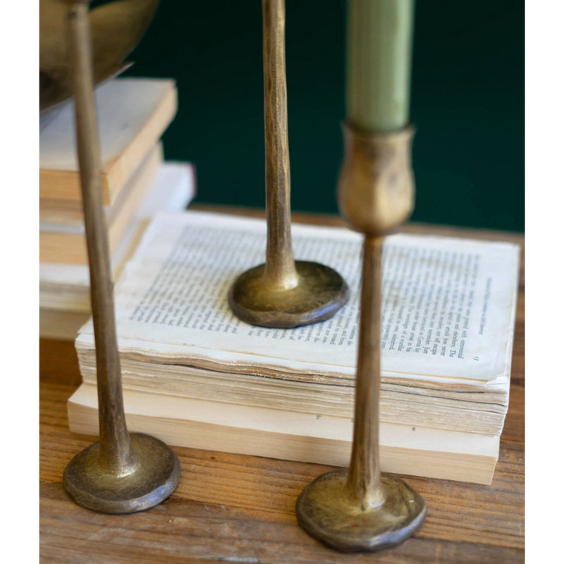 3 Piece Metal Tabletop Candlestick Set
