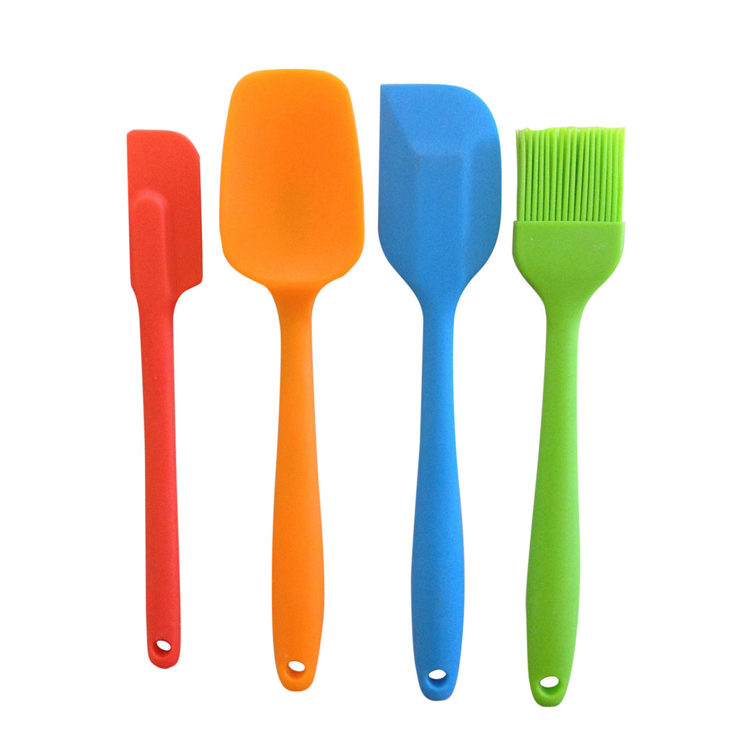 4Pc Silicone Tool Set (Spatula/Turner/Scraper/Brush)