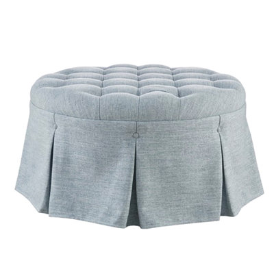 Skirted Tufted 32" Round Ottoman