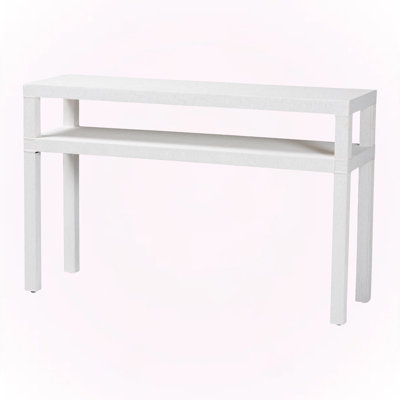 Marcello Grasscloth Console Table with Open Shelf - 2-Tier Entryway Table