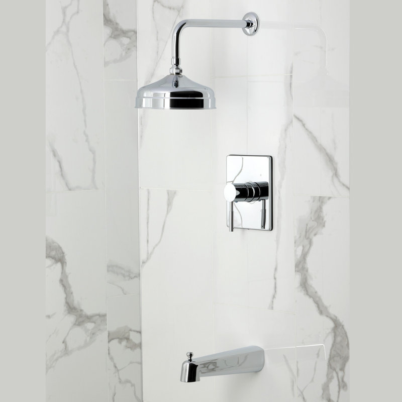 Robinet de baignoire et douche à pression équilibrée à poignée simple Kingston Brass Concord, Chrome poli
