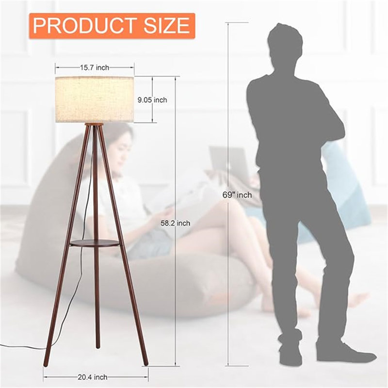 Wood Tripod Floor Lamp