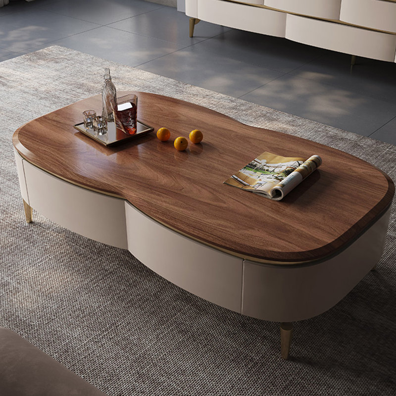 Modern walnut solid wood coffee table, 17.71" H x 55.11" L x 31.49" W