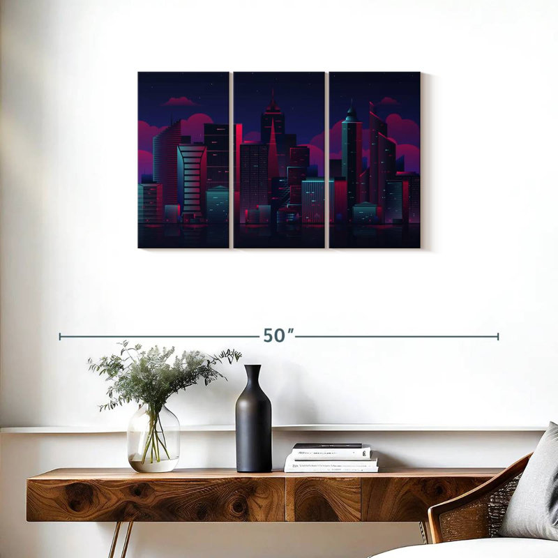 Paysage urbain de nuit Siron, H 20 po x l 33 po