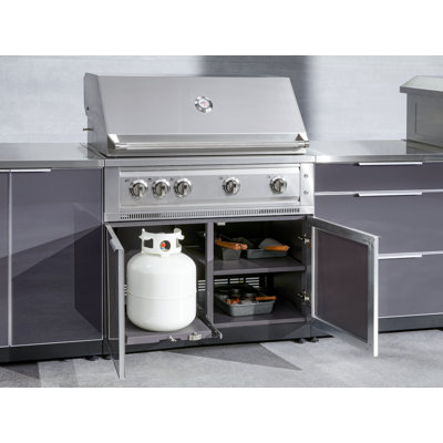 Ensemble de 2 armoires modulaires en aluminium pour l'extérieur Barbecue au gaz naturel performant