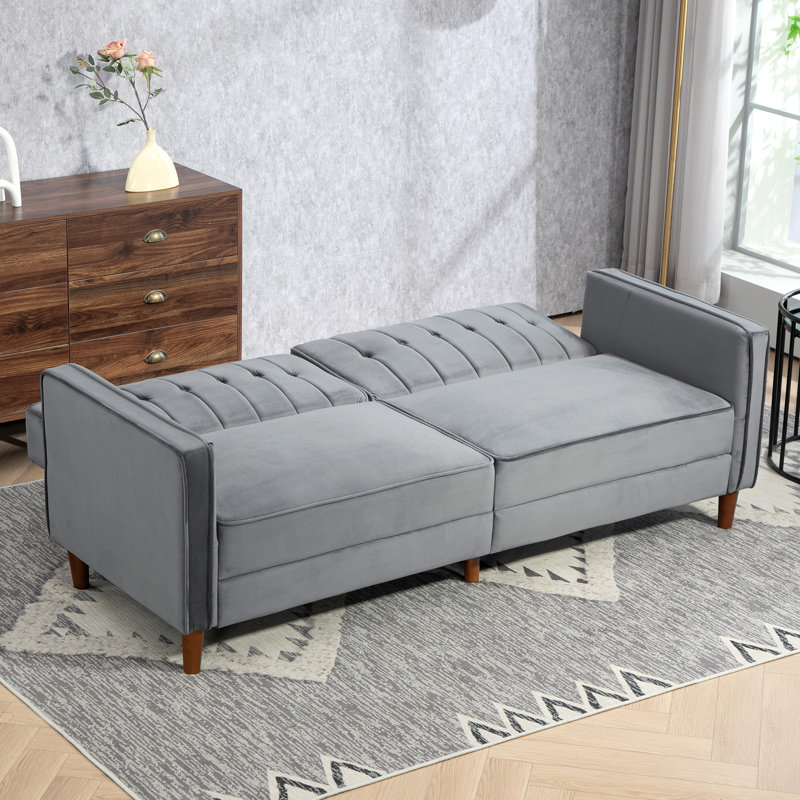 Azziah 2 Seater Polyester Sofa Bed, Grey