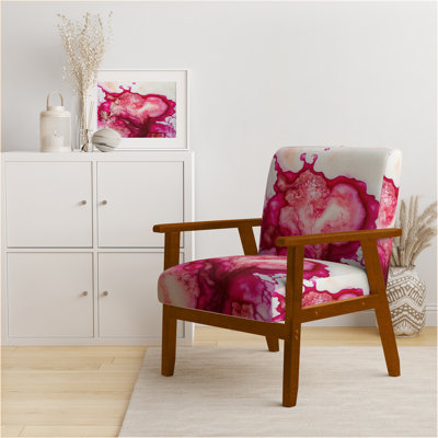 Eruption Of Rasberry Blush Joy IV - Velvet Upholstered Modern Arm Chair