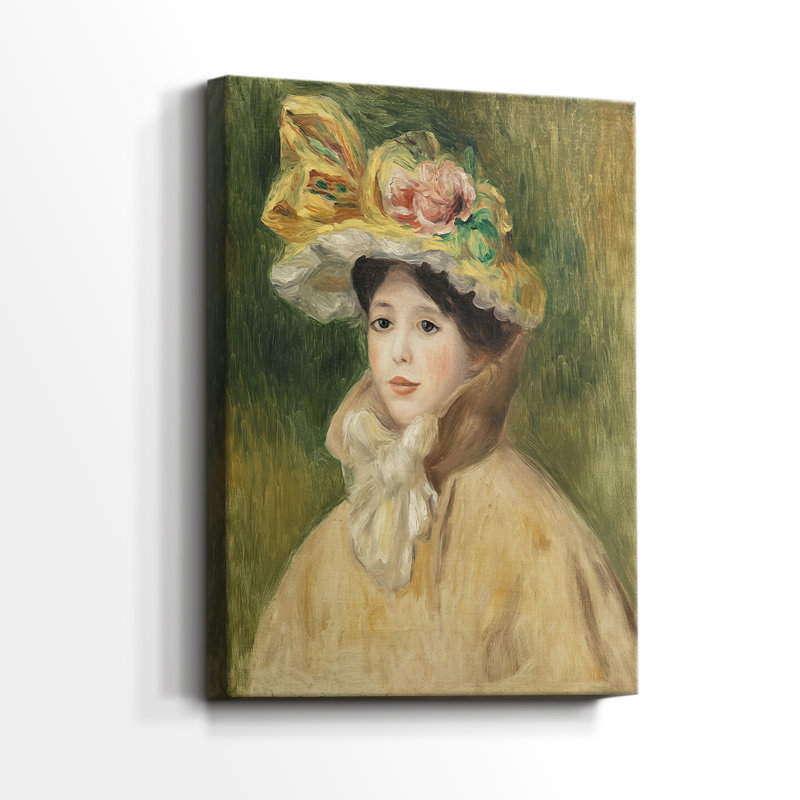 Femme à la capeline - Femme sur toile tendue avec châssis par Pierre-Auguste Renoir, 40 po x 60 po