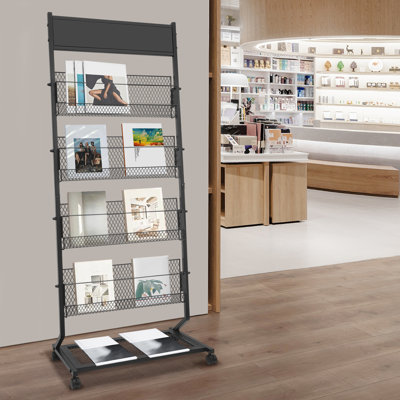 Floor Standing Magazine Rack With 4 Wheels by Lomana