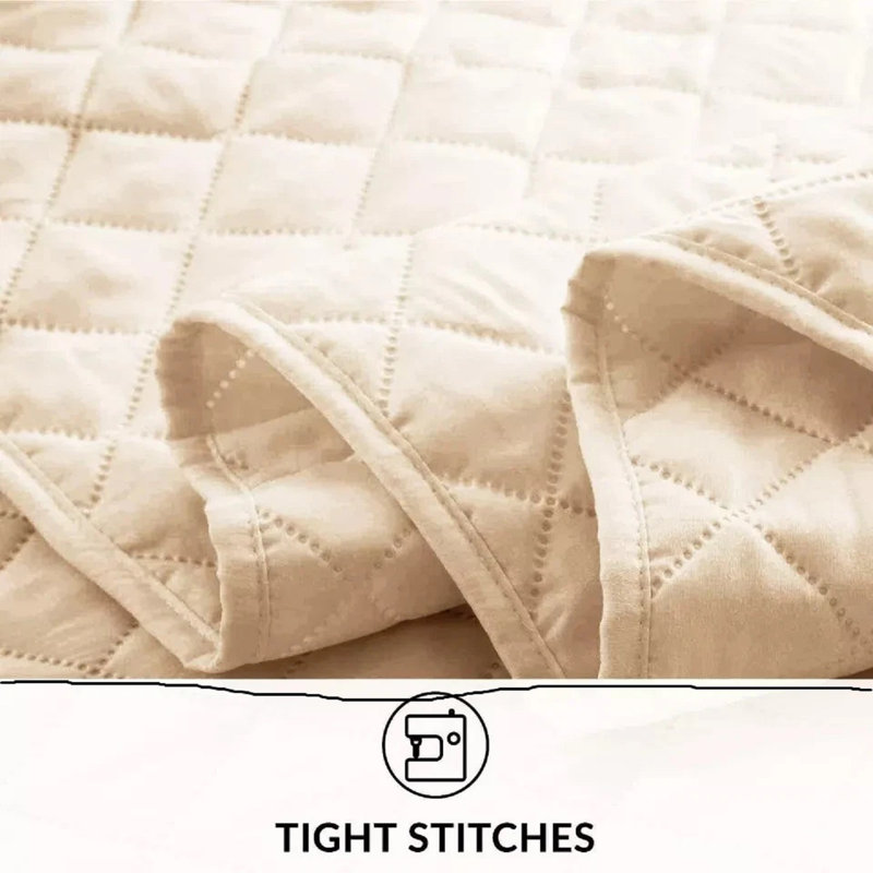 Microfiber Bedspread with Pillow Shams Included, Double Bedspread + 2 Standard Shams, Beige