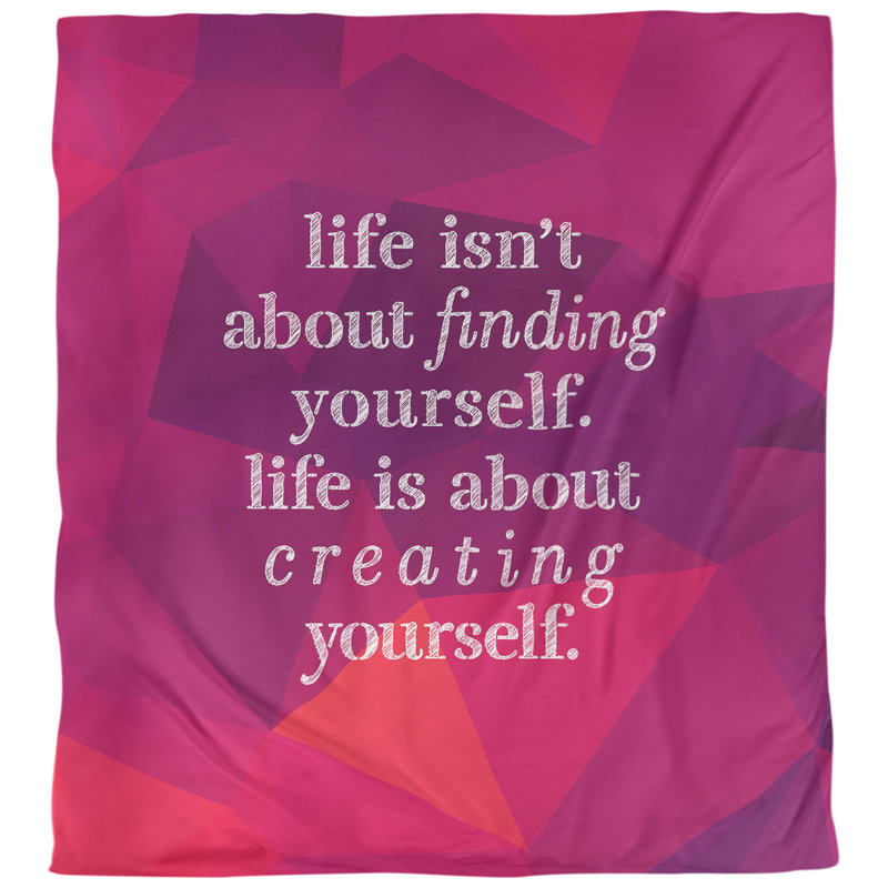 Housse de couette simple Creative Yourself Quote, Housse de couette pour très grand lit, Rubellite