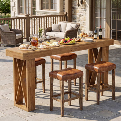 Modern Minimalist MDF Rectangular Pub Table with X-Frame