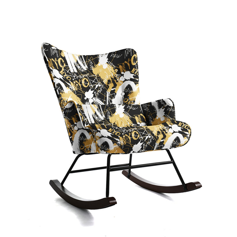 Cyra Rocking Chair, Black/Yellow Text