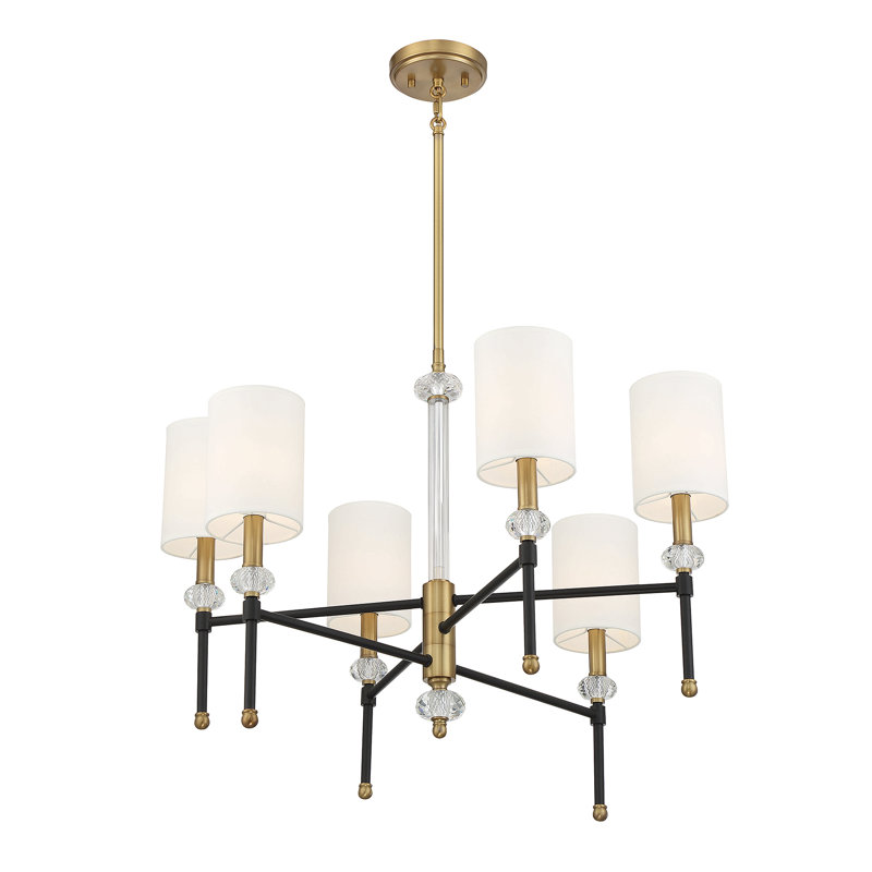 Lustre à 6 lumières Egina en noir mat avec accents laiton chaleureux