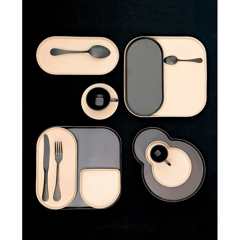Vintage Pewter Flatware Set - 67 Pieces - Gold, Pewter Black Gold